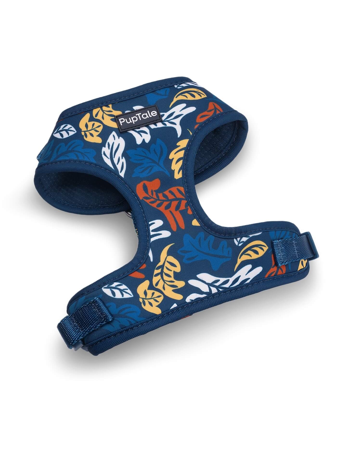 Dog Harness and Leash Set | Fall Leaf Blue & Amber