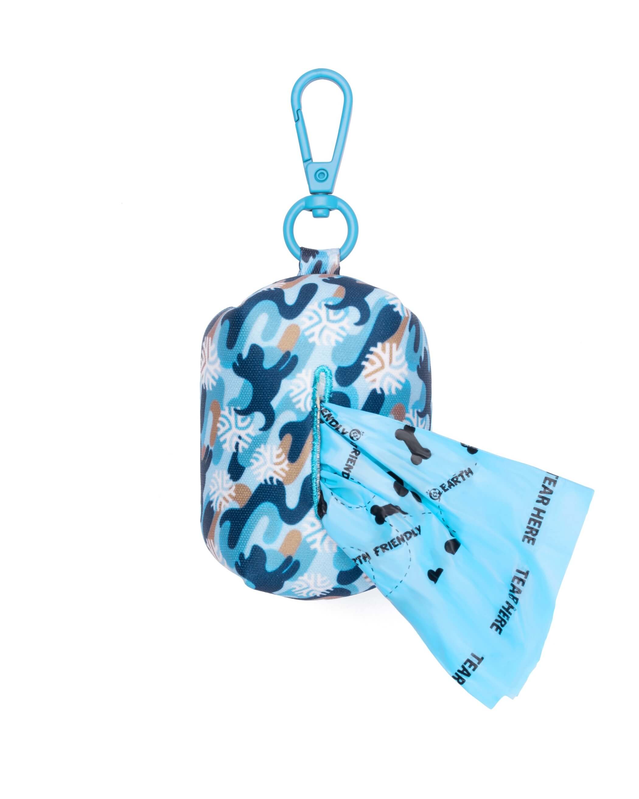 Dog Poop Bag Holder | Winter Snowflake Blue & Brown