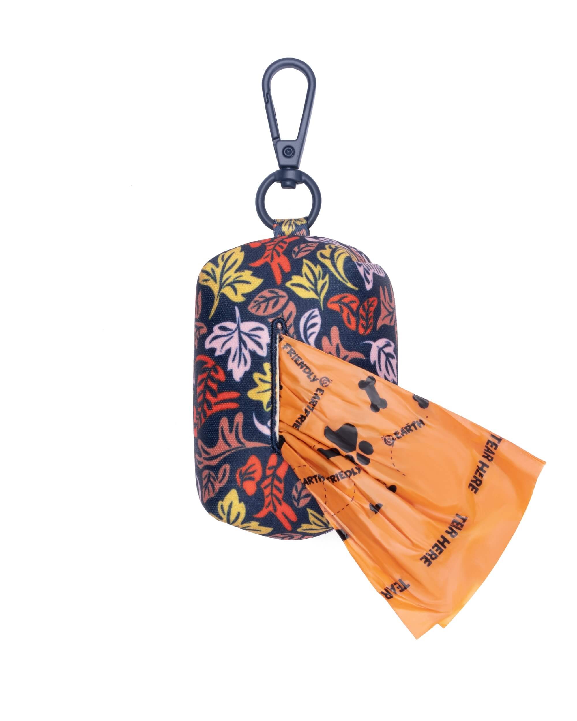 Dog Poop Bag Holder | Fall Leaf Blue & Pink