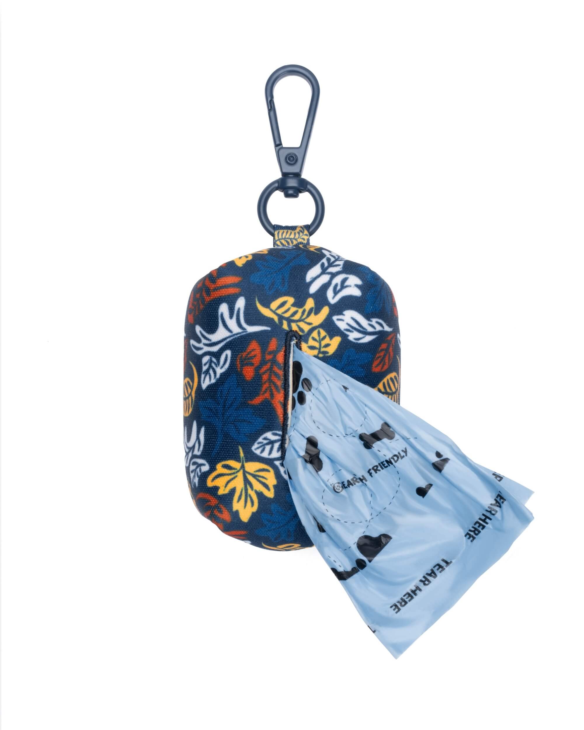 Dog Poop Bag Holder | Fall Leaf Blue & Amber